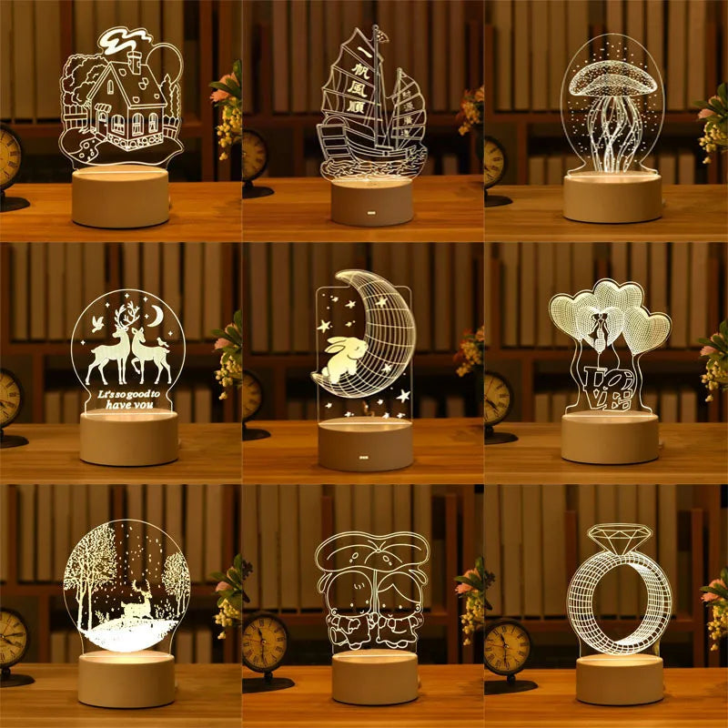 3D Lamp Acrylic USB LED Night Lights